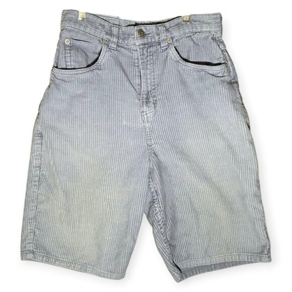 Badge Pants - VTG Badge 90s Corduroy Shorts Women’s 16R Blue Relaxed Fit High Waist Baggy Surf